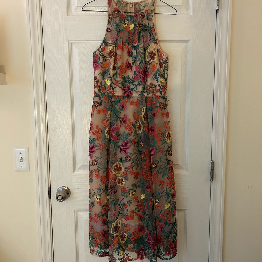 Adrianna Papell Floral Embroidered Cocktail Dress